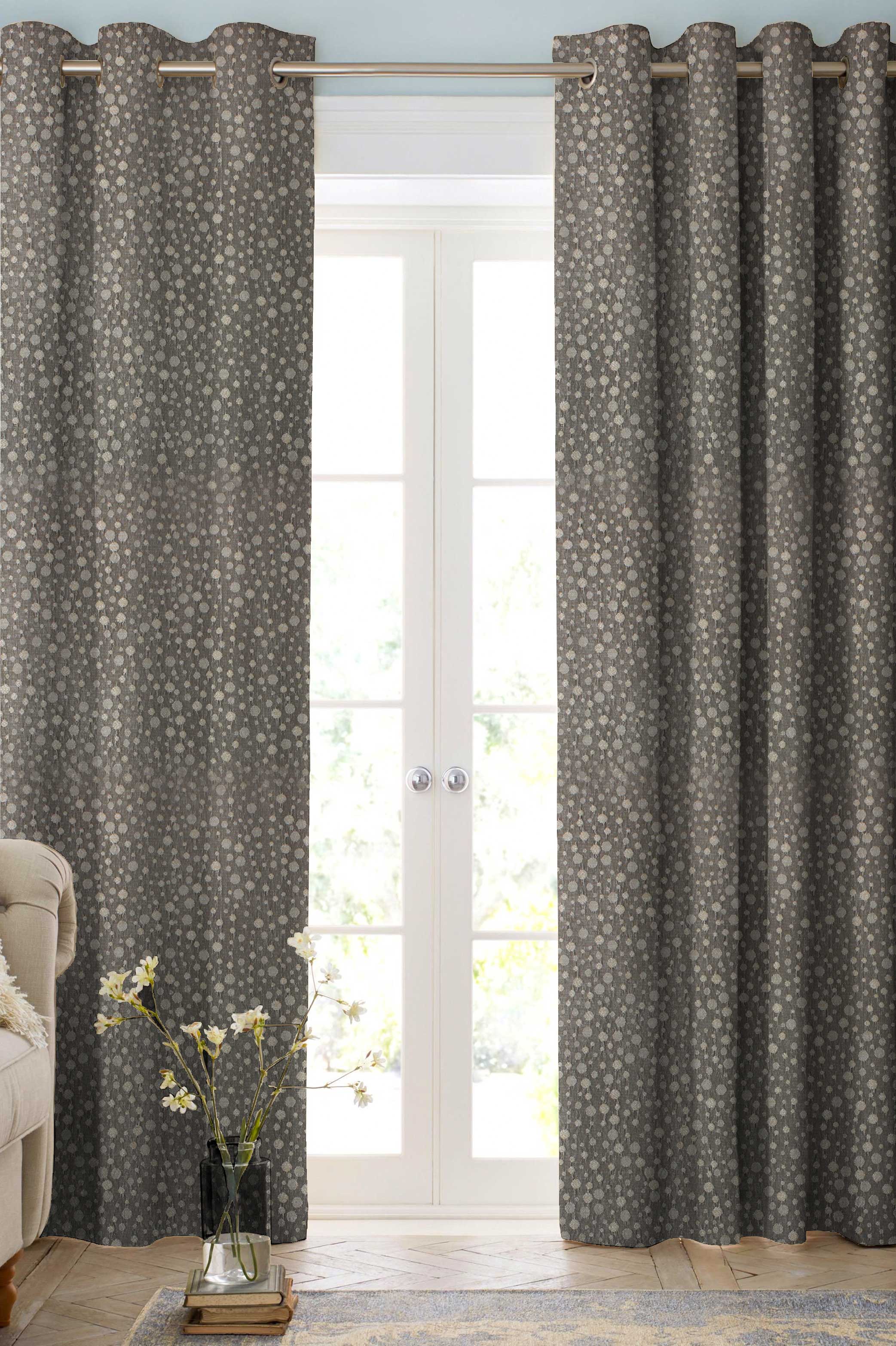 Grey Brown Dots Contemporary Curtains