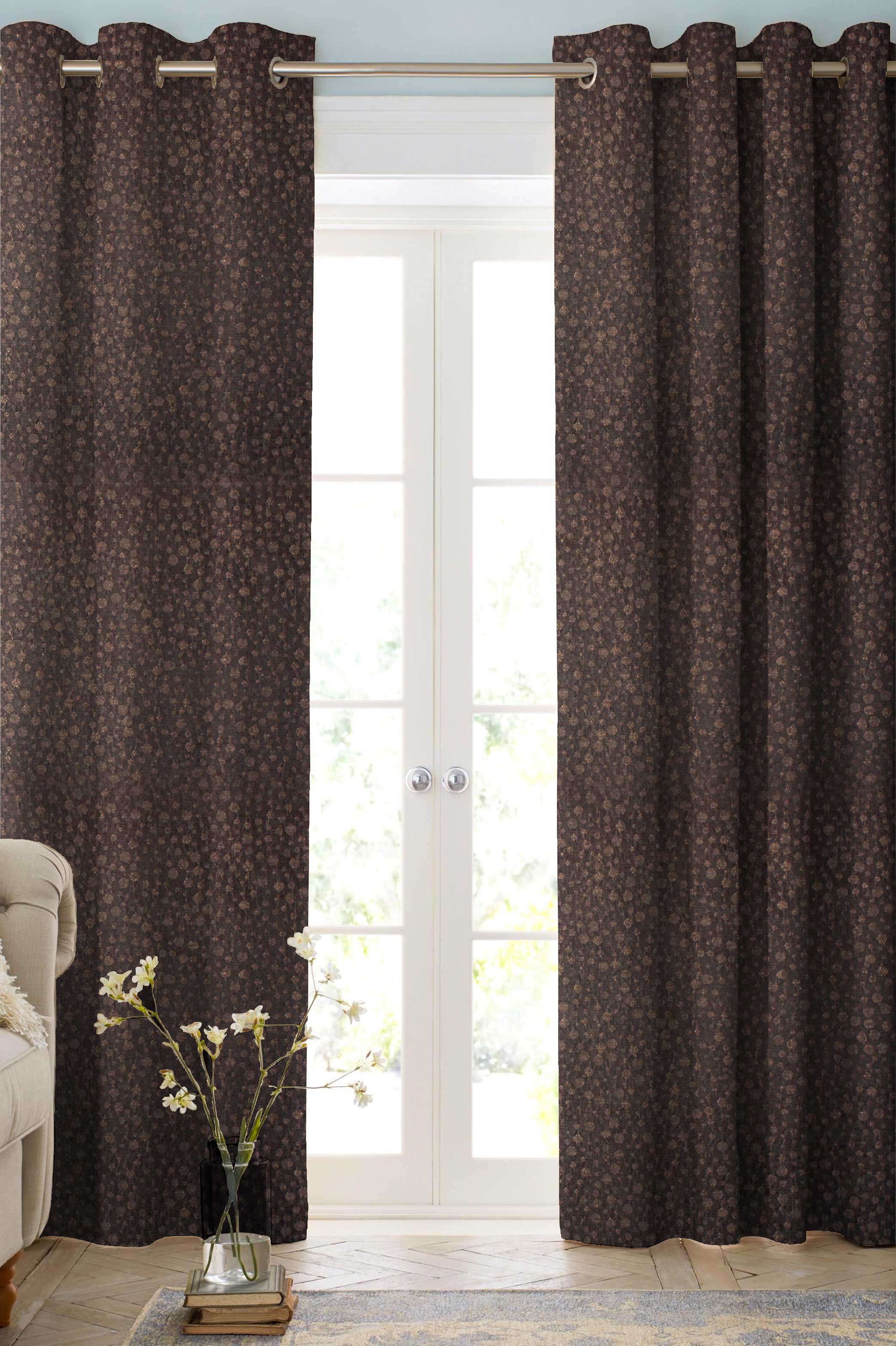 Dark Brown Speckles Contemporary Curtains