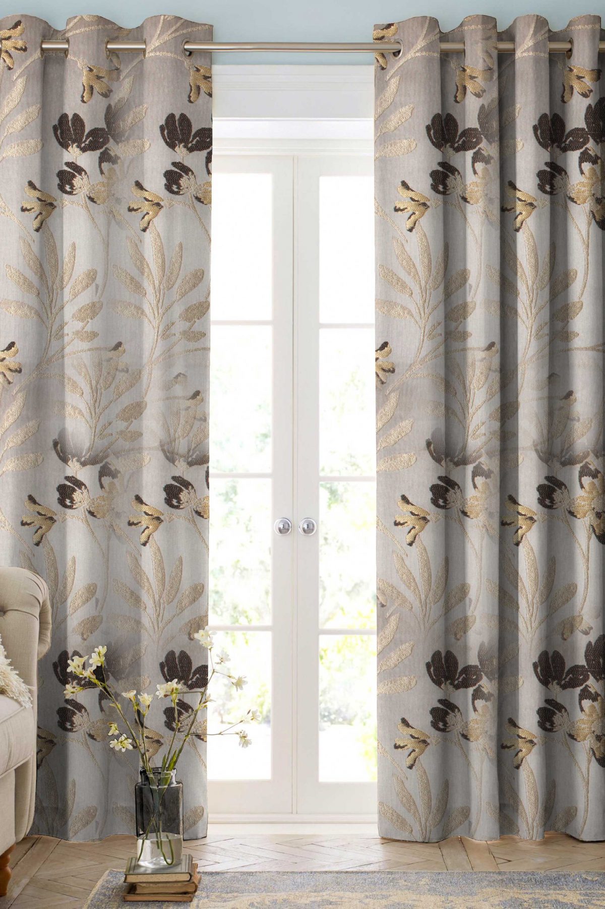 BEIGE PATTERN Contemporary Curtains